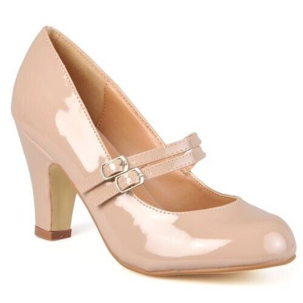 Journee Collection Wendy Mary Jane Patent Pumps Natural Blush Women's US 9